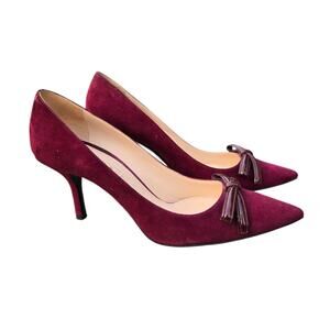 Prada Womens Suede Pointed Toe Heels Pumps Shoes Italian 37.5